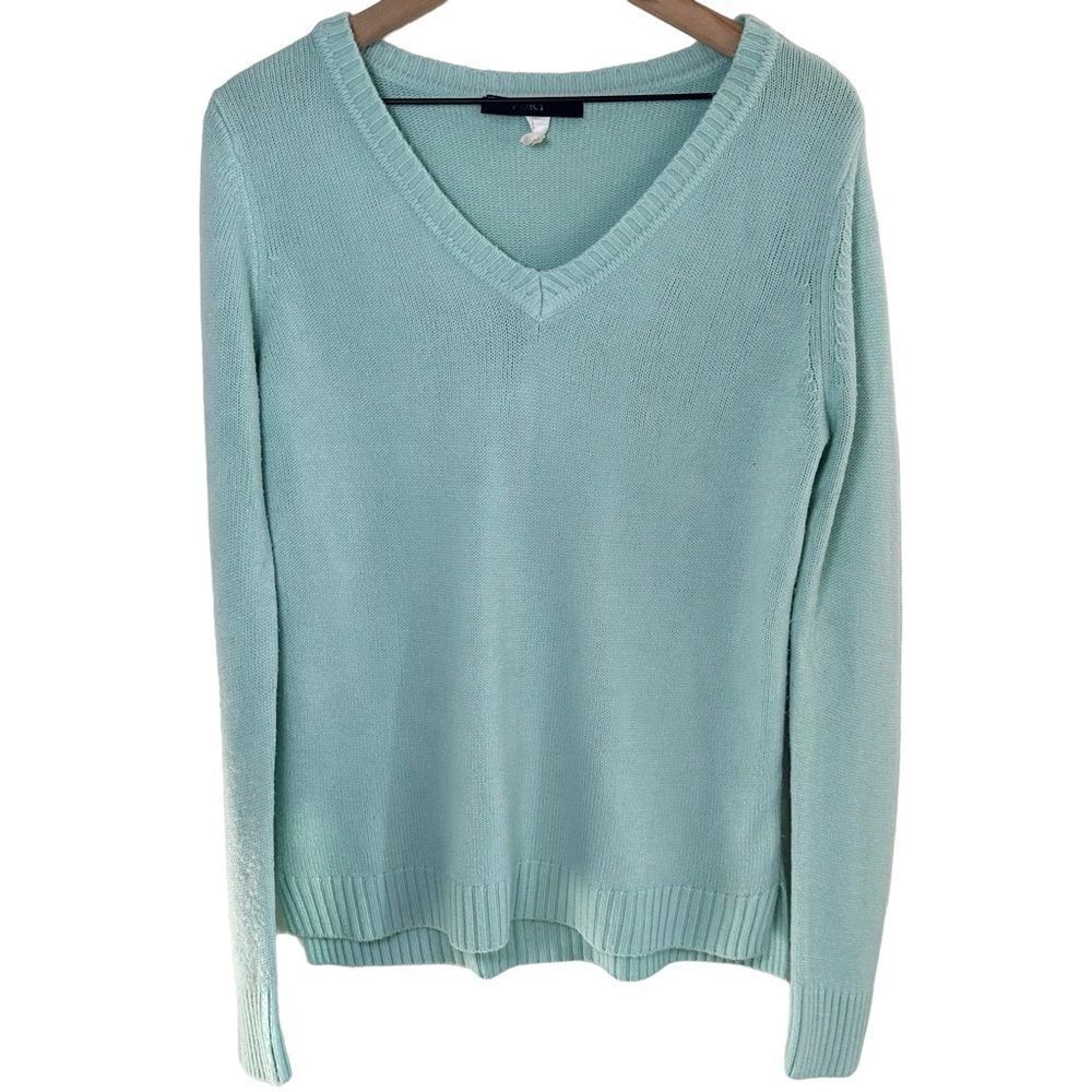 Fury Mint Green V Neck Long Sleeve Pullover Sweater Size Large